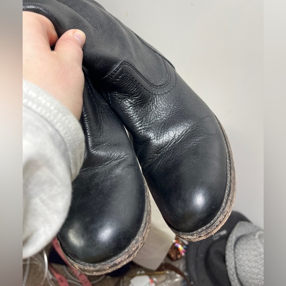FRYE Pippa Black Back Zip Tall Leather Boots Sz 6.5 - Picture 13 of 16